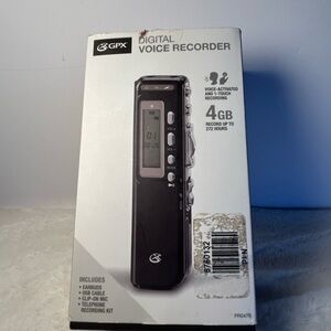 New GPX Black Digital Voice Recorder with 4GB Storage